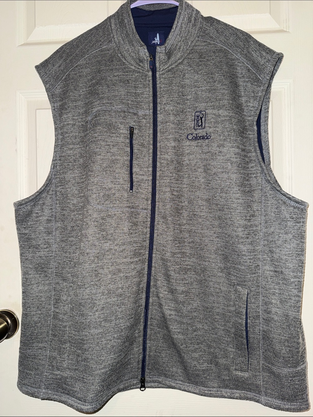 johnnie-O‎ Gray Full-Zip Fleece Vest with TPC Colorado Embroidery